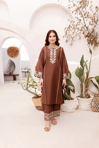 Brown Embriodered  2 PC