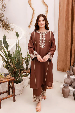 Brown Embriodered  2 PC